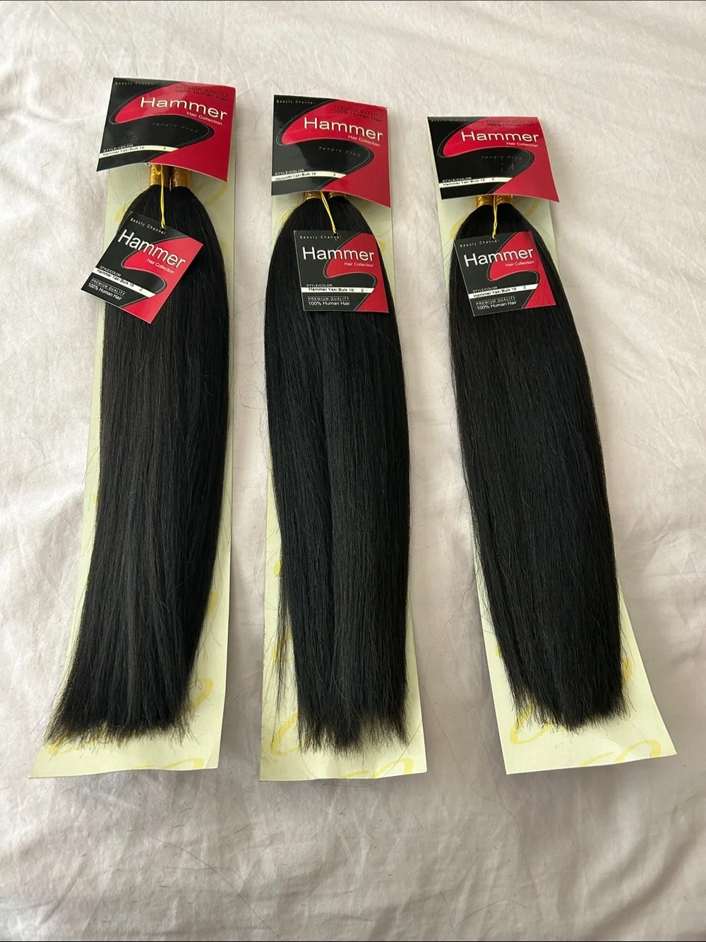 Hammer Hair Collection 16” Bulk 100% Human Hair Color 2 Dark Brown (3 packs)